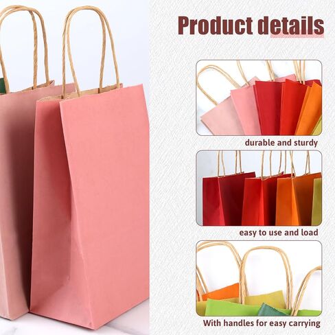 Shindel 24PCS Gift Bags with Handles, Paper Bags Kraft Bags Warm Morandi Colors Paper Bags for Wedding Birthday Party Supplies and Gifts in Saudi Arabia