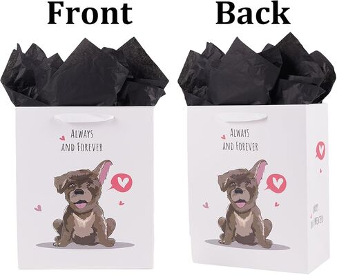 حقيبة هدايا ysmile مرحة مع مناديل تغليف مقاس 13 بوصة للرجال والنساء والذكرى السنوية حزمة واحدة لعيد الحب - كلب جميل in Kuwait