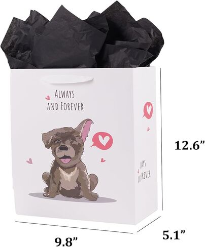 حقيبة هدايا ysmile مرحة مع مناديل تغليف مقاس 13 بوصة للرجال والنساء والذكرى السنوية حزمة واحدة لعيد الحب - كلب جميل in Kuwait