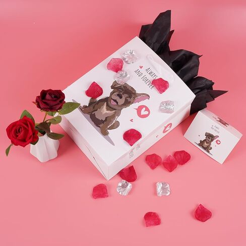 حقيبة هدايا ysmile مرحة مع مناديل تغليف مقاس 13 بوصة للرجال والنساء والذكرى السنوية حزمة واحدة لعيد الحب - كلب جميل in Kuwait