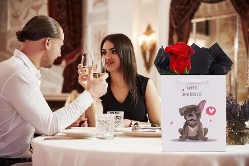 حقيبة هدايا ysmile مرحة مع مناديل تغليف مقاس 13 بوصة للرجال والنساء والذكرى السنوية حزمة واحدة لعيد الحب - كلب جميل in Kuwait