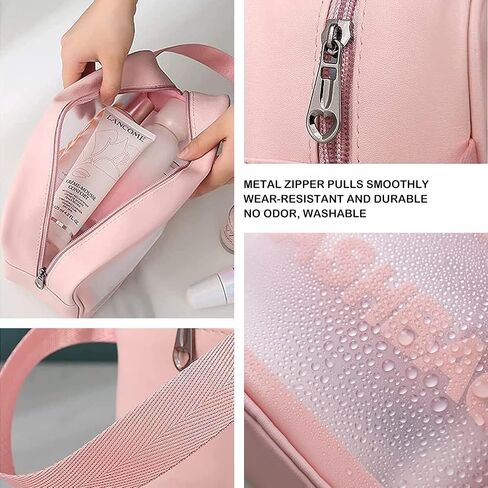Travel Toiletry Bag for Women Men - Translucent,Waterproof, Portable and Cute Makeup Cosmetic Bag Set(A-Pink) in Saudi Arabia
