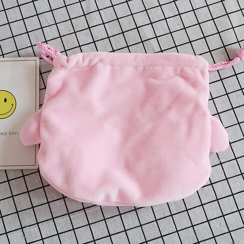 Pink Cosmetics Bag Drawstring Travel Purse Makeup Plush Kawaii Bag Cosmetic Storage Bags Organizer (Style A) in Saudi Arabia