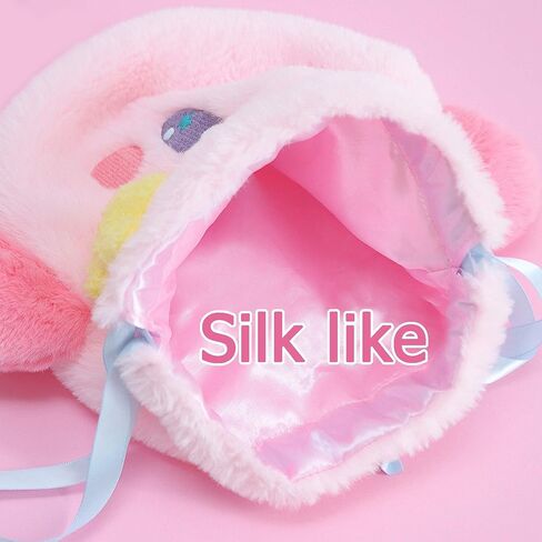 Pink Cosmetics Bag Drawstring Travel Purse Makeup Plush Kawaii Bag Cosmetic Storage Bags Organizer (Style A) in Saudi Arabia