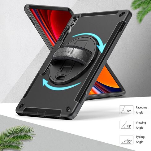 Miesherk Case for Galaxy Tab S9 Ultra: Military Grade Shockproof Case with Hand/Shoulder Strap-S Pen Holder-Rotating Kickstand for Samsung Galaxy S9 Ultra 14.6 Inch Black in Saudi Arabia