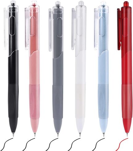 6 Pack Gel Pens, Retractable Quick Dry Gel Ink Pen, Fine Point 0.5mm Smooth Writing Aesthetic Cute Pens 5 Black and 1 Red Ink Gel Pens for Home School Office Supplies Diary Pens in Kuwait