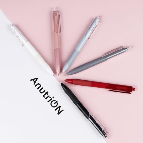 6 Pack Gel Pens, Retractable Quick Dry Gel Ink Pen, Fine Point 0.5mm Smooth Writing Aesthetic Cute Pens 5 Black and 1 Red Ink Gel Pens for Home School Office Supplies Diary Pens in Kuwait