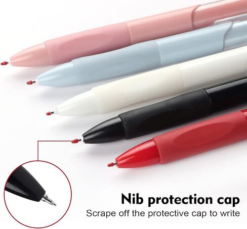 6 Pack Gel Pens, Retractable Quick Dry Gel Ink Pen, Fine Point 0.5mm Smooth Writing Aesthetic Cute Pens 5 Black and 1 Red Ink Gel Pens for Home School Office Supplies Diary Pens in Kuwait