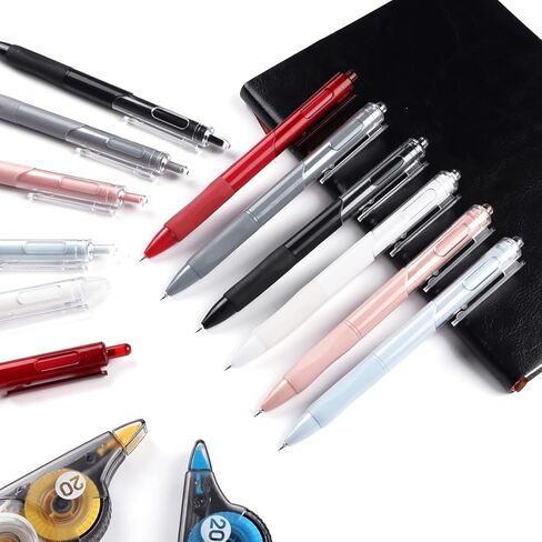 6 Pack Gel Pens, Retractable Quick Dry Gel Ink Pen, Fine Point 0.5mm Smooth Writing Aesthetic Cute Pens 5 Black and 1 Red Ink Gel Pens for Home School Office Supplies Diary Pens in Kuwait