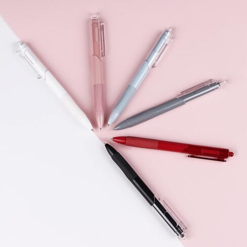 6 Pack Gel Pens, Retractable Quick Dry Gel Ink Pen, Fine Point 0.5mm Smooth Writing Aesthetic Cute Pens 5 Black and 1 Red Ink Gel Pens for Home School Office Supplies Diary Pens in Kuwait