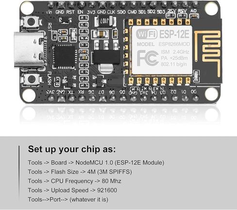 3 قطع ESP8266 NodeMCU CP2102 ESP-12E لوحة تطوير، واجهة USB C نوع C، IOT WiFi لوحة تطوير وحدة لاسلكية تسلسلية متوافقة مع Arduino IDE/Micropythonz in Kuwait