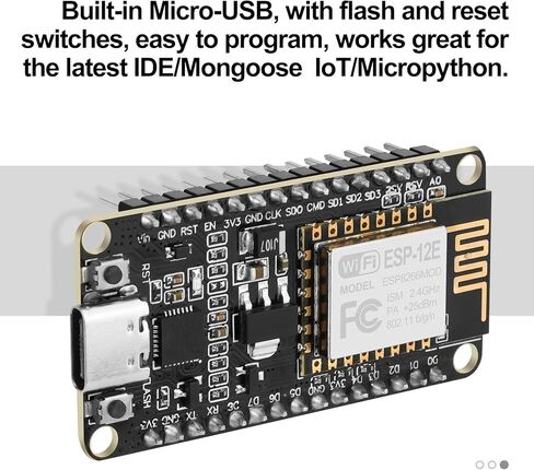 3 قطع ESP8266 NodeMCU CP2102 ESP-12E لوحة تطوير، واجهة USB C نوع C، IOT WiFi لوحة تطوير وحدة لاسلكية تسلسلية متوافقة مع Arduino IDE/Micropythonz in Kuwait