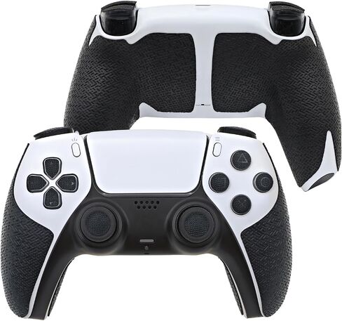 قبضة وحدة التحكم لجهاز PS5، طقم الجلد المزخرف، لجهاز PS5DualSense، وحدات التحكم المضادة للانزلاق والممتصة للعرق، مقابض المقبض والأزرار (PS5 Du﻿alSense، أسود سبج عادي) in Kuwait