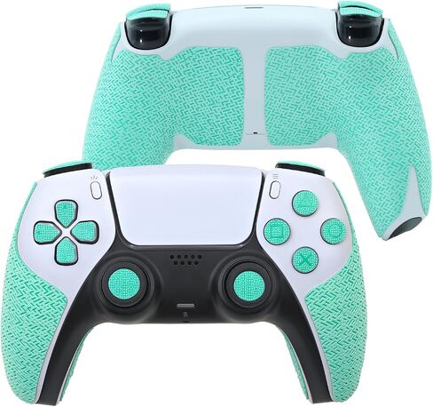 قبضة وحدة التحكم لجهاز PS5، طقم الجلد المزخرف، لجهاز PS5DualSense، وحدات التحكم المضادة للانزلاق والممتصة للعرق، مقابض المقبض والأزرار (PS5 Du﻿alSense، أسود سبج عادي) in Kuwait