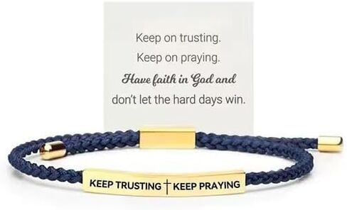 XAM God is in control، حافظ على الثقة، سوار أنبوبي للصلاة، حبل مضفر قابل للتعديل مصنوع يدويًا، سوار تحفيزي ملهم منقوش يدويًا، هدايا من الفولاذ المقاوم للصدأ مجوهرات للنساء والرجال والأصدقاء in Kuwait