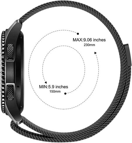 22mm Stainless Steel Magnetic Mesh Compatible for Samsung Galaxy Watch 46mm/Gear S3 Classic/Frontier/Huawei Watch 2Classic/GT/GT 2/ Quick Release Replacement Sports Straps in Saudi Arabia