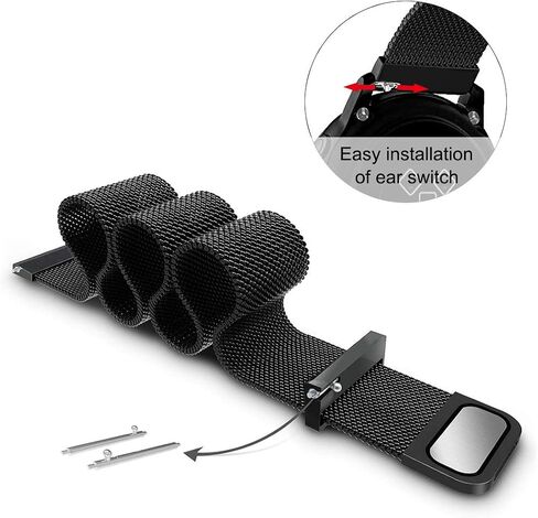 22mm Stainless Steel Magnetic Mesh Compatible for Samsung Galaxy Watch 46mm/Gear S3 Classic/Frontier/Huawei Watch 2Classic/GT/GT 2/ Quick Release Replacement Sports Straps in Saudi Arabia