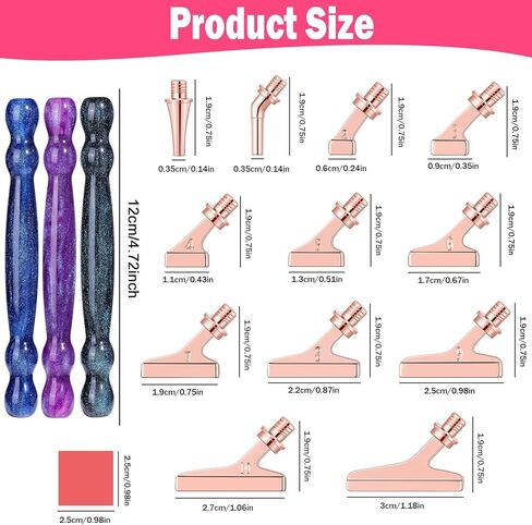 مجموعة أقلام رسم فنية ماسية 21 قطعة من NIBESSER 3 قطع أقلام فنية ماسية 12 قطعة 45 درجة رؤوس لولبية معدنية 5D من الراتنج ملحقات أدوات الرسم نصائح متعددة للصناعة اليدوية (قوس قزح C) in Kuwait