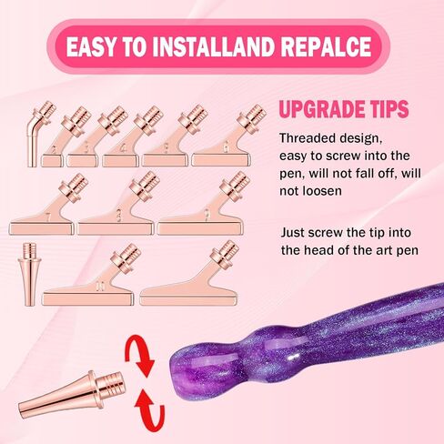 مجموعة أقلام رسم فنية ماسية 21 قطعة من NIBESSER 3 قطع أقلام فنية ماسية 12 قطعة 45 درجة رؤوس لولبية معدنية 5D من الراتنج ملحقات أدوات الرسم نصائح متعددة للصناعة اليدوية (قوس قزح C) in Kuwait