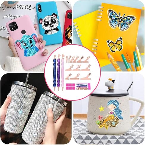 مجموعة أقلام رسم فنية ماسية 21 قطعة من NIBESSER 3 قطع أقلام فنية ماسية 12 قطعة 45 درجة رؤوس لولبية معدنية 5D من الراتنج ملحقات أدوات الرسم نصائح متعددة للصناعة اليدوية (قوس قزح C) in Kuwait