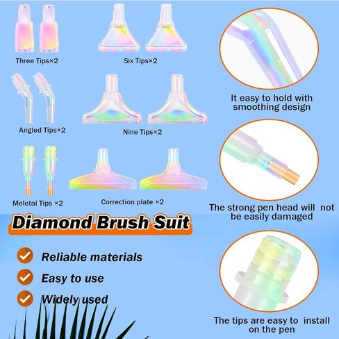 DoreenBow 21Pcs Diamond Art Painting Pen 5D Diamond Art Painting Tools Diamond Art Painting Accessories Tool Kit Rainbow Tip Pen for Adult with 6 Clay(Yellow+Blue) in Saudi Arabia