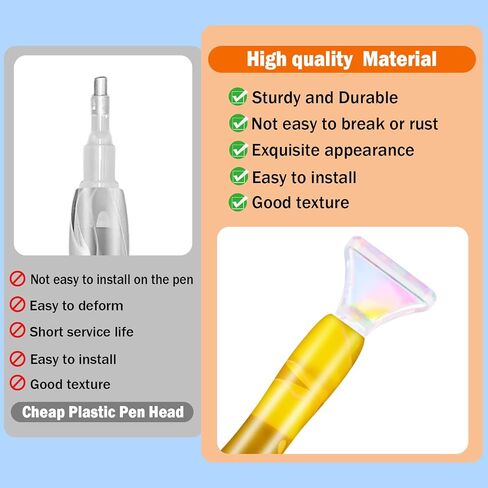 DoreenBow 21Pcs Diamond Art Painting Pen 5D Diamond Art Painting Tools Diamond Art Painting Accessories Tool Kit Rainbow Tip Pen for Adult with 6 Clay(Yellow+Blue) in Saudi Arabia