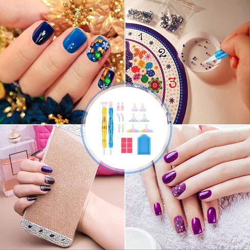 DoreenBow 21Pcs Diamond Art Painting Pen 5D Diamond Art Painting Tools Diamond Art Painting Accessories Tool Kit Rainbow Tip Pen for Adult with 6 Clay(Yellow+Blue) in Saudi Arabia