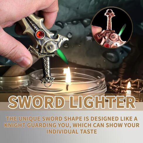 Cool Swords Fashion Custom Lighter, Refillable & Adjustable, Unique for Women Candles Gifts Camping BBQ (No Butane Fule) (01#) in Saudi Arabia