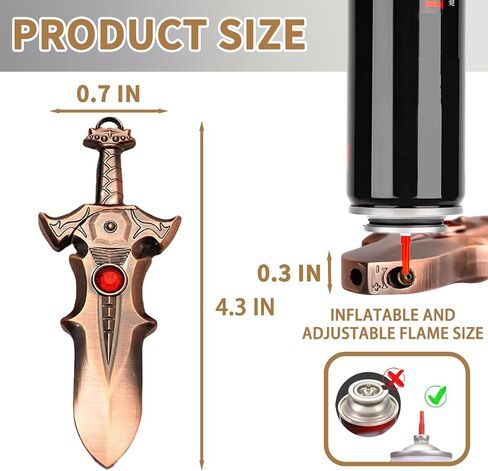 Cool Swords Fashion Custom Lighter, Refillable & Adjustable, Unique for Women Candles Gifts Camping BBQ (No Butane Fule) (01#) in Saudi Arabia