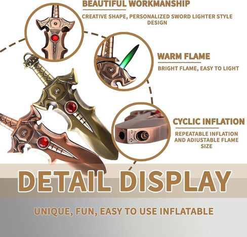 Cool Swords Fashion Custom Lighter, Refillable & Adjustable, Unique for Women Candles Gifts Camping BBQ (No Butane Fule) (01#) in Saudi Arabia
