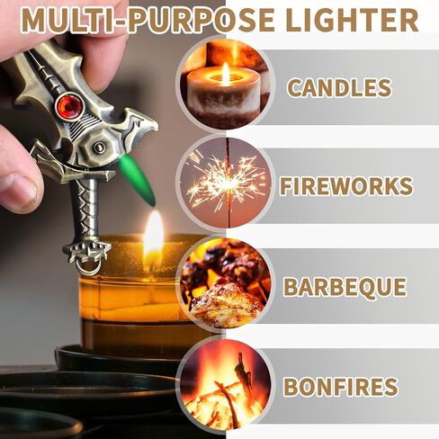 Cool Swords Fashion Custom Lighter, Refillable & Adjustable, Unique for Women Candles Gifts Camping BBQ (No Butane Fule) (01#) in Saudi Arabia