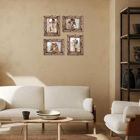 إطار صورة خشبي ريفي مقاس 5 × 7 - تصميم فريد لفرع الشجرة، طراز أنيق عتيق، ديكور متعدد الاستخدامات للحائط والطاولة in Kuwait