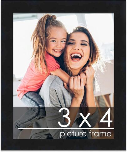 إطار صورة من الخشب الصلب الأسود مقاس 3x4 من Poster Palooza - أكريليك للأشعة فوق البنفسجية، ودعامة من الإسفنج وأدوات تعليق متضمنة - إطار مقاس 3x4 بوصة in Kuwait