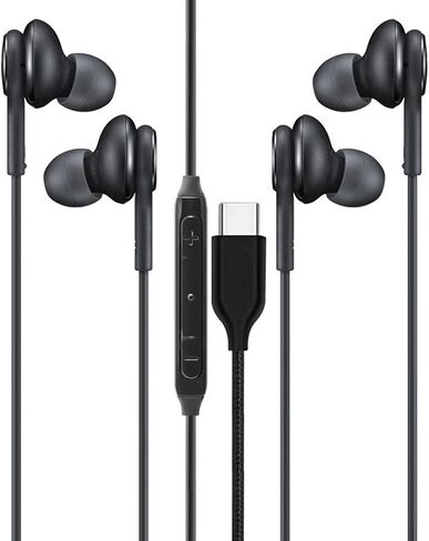 2 Packs USB C Headphones for Samsung Galaxy S23 Ultra S22 S21 FE S20 Z Flip 3 Fold 4 A53 A54 USB C Earphones with Mic in-Ear Headphones Designed by AKG Wired Earbuds USB Type C Earphones - Black in Saudi Arabia