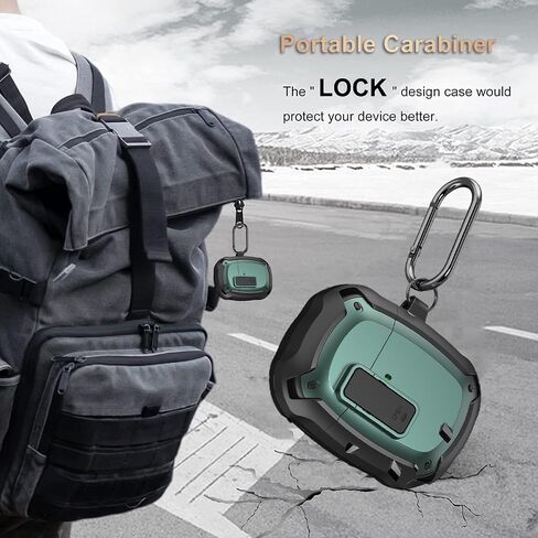 Olytop for Google Pixel Buds Pro 2/Pro Case Cover with Lock Clip & Cleaner Pen 2024/2022, Shockproof Protective Hard Shell Skin with Carabiner Men Women - Black in Kuwait