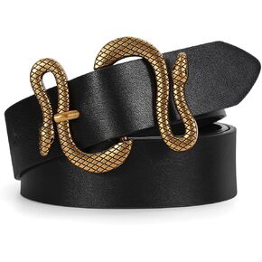 CESCOSI Women Leather Belt with Snake Buckle Fashion Women Belt for Jeans Pants Dresses