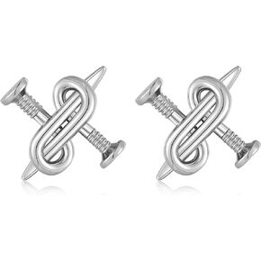 YUJIE Silver Punk Nail Earrings Knot Studs Earring for Men Women Rock Fashion Jewelry Gift