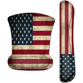 Meffort Inc Mouse Pad Wrist Support & Gaming Keyboard Wrist Pad Combo Set – Durable Ergonomic Anti Slip Non-Slip Square Base Rest Support - USA Flag