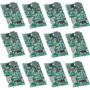 12Pcs 2A USB 18650 Lithium Li-ion Battery Charger Module Adjustable Boost Module DC-DC 3.7V to 5V 9V 12V Step Up Boost Module TP4056 DIY Kit Parts