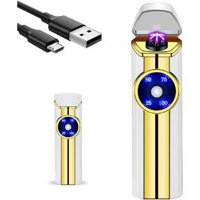Windproof Lighter Outdoor, Triple-Arcs Electric Lighter, Rechargeable USB Lighter, Flameless Plasma Lighter with Battery Indicator (Colour)
