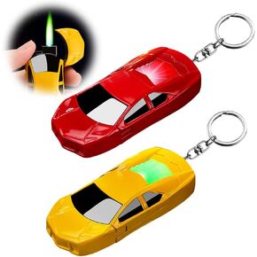 ولاعة معدنية رائعة باللونين الأحمر والأصفر، شعلة نفاثة مقاومة للرياح وقابلة للتعديل، ولاعات شعلة البيوتان القابلة لإعادة الملء، شموع شواء للمطبخ، (بدون غاز) in Kuwait