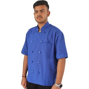 Man for Chef Jacket Short Sleeve,Food Service, Caterers, Bakers(Size : S-6XLarge)