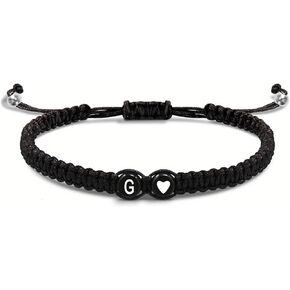 Heart Initial Bracelets for Boys Girls Charms Handmade Adjustable Rope Braided Letter Matching Bracelet for Couple Best Friends Letter A-Z Friendship Bracelets
