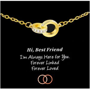 14K Gold Plated Dainty Interlock Pendant Bracelet-Friendship Adjustable Circle Link Bracelets Gifts Trendy for Women Teen Girls