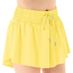 QooNoo Girls Butterfly Shorts with Pocket Flowy Athletic Shorts High Waist Preppy Running Shorts for Kids Teen