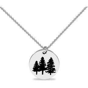 LQRI Pine Tree Charm Necklace Pine Tree Adventure Travel Jewelry Wanderlust Gift Camping Enthusiast Nature Lover Gift