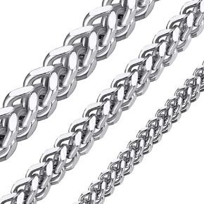 ChainsHouse Men Women Chain Flat Franco Curb Link Chain, Stainless Steel/Black Gun Plated/18K Gold Plated Cuban Chain Necklace, 3MM/4.5MM/5MM/6MM/7MM/10MM/13MM Wide, Send Gift Box