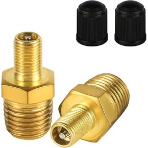 2pcs Brass Air Inflator Adapter, 1/4" NPT (M) to Standard Valve for Schrader (M) Tire Inflator Connector for Auto Tyre Valve Adapter for Presta Air Compressor Portable Air Hose Air Chuck
