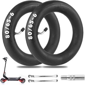 80/65-6 Scooter Inner Tube 10x2.5 Inner Tube 255x80 Electric Scooter 10 inch Tires [Thickened] [Valve Extension] [Tire Levers] [Bent Mouth Vavle] (2 Pack)