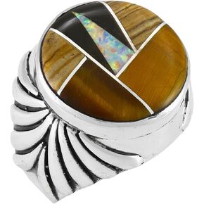 Turquoise Ring Sterling Silver 925 for Men Genuine Gemstones Size 9 to 13